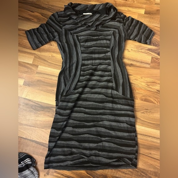 Striped Black and Gray Women's Dress - Picture 4 of 4